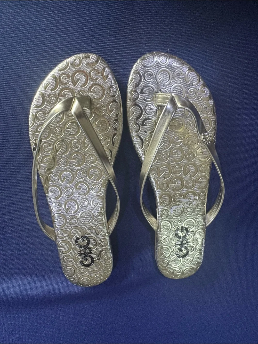 GBG Los Angeles Metallic Gold Flip Flop Sandals